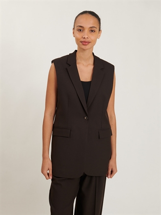 Basic Apparel Marjorie Long Vest Chocolate torte